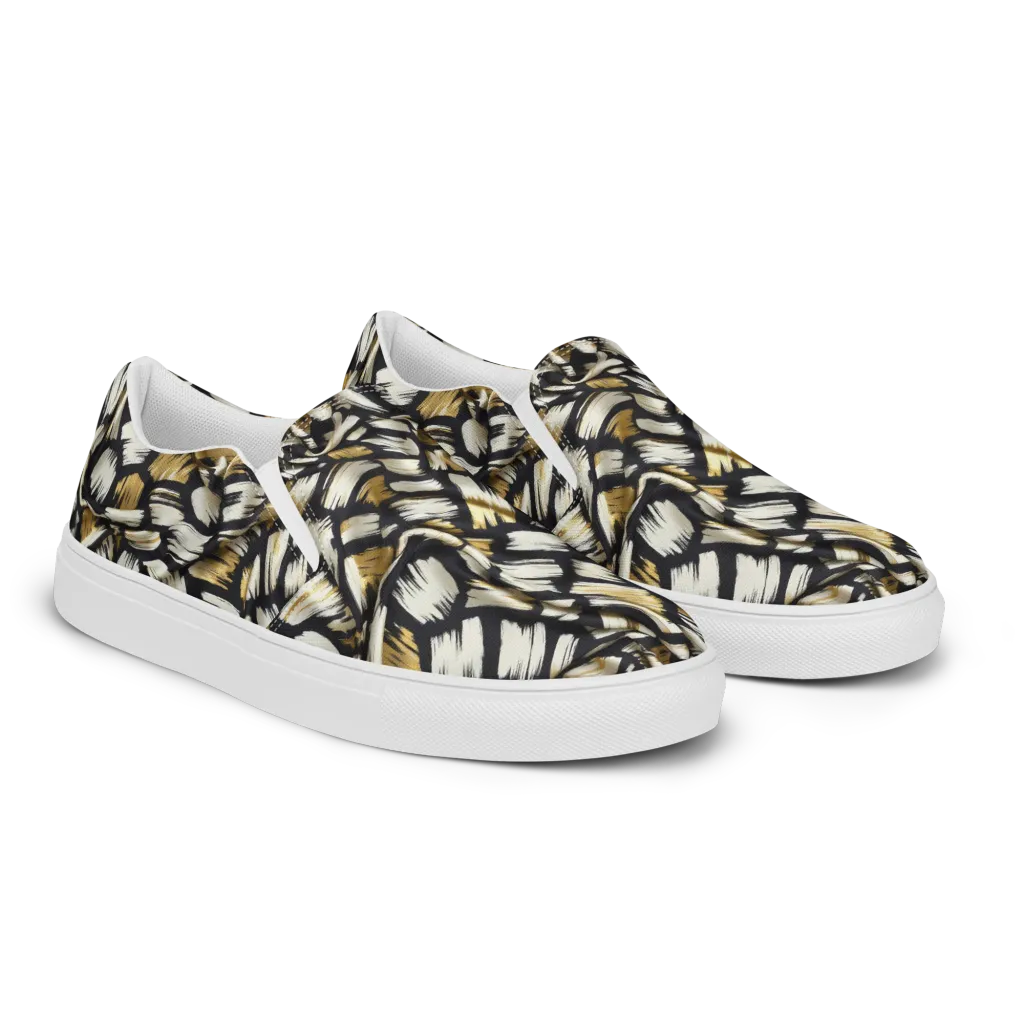 Gilded Gesture on Men's Slip-On Canvas Shoes — Right Front