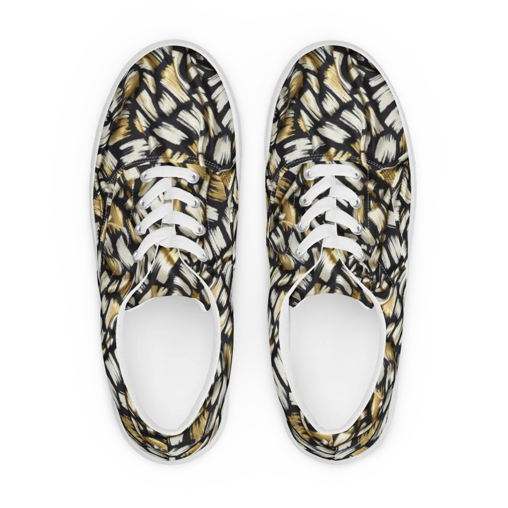 Gilded Gesture on Men's Lace-Up Canvas Shoes — Front