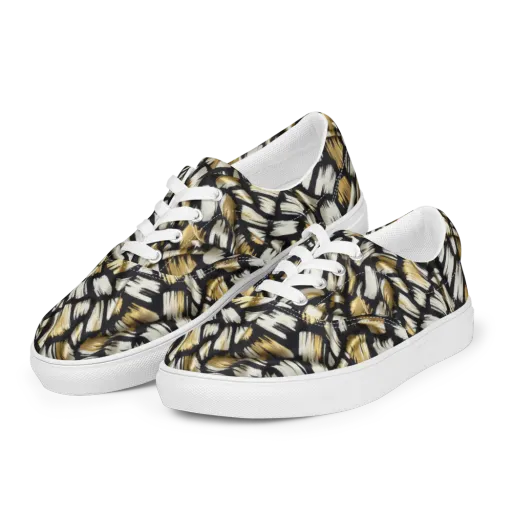 Gilded Gesture on a Men's Lace-Up Canvas Shoes