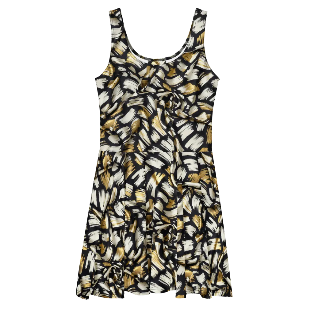 Gilded Gesture on Skater Dress — Front
