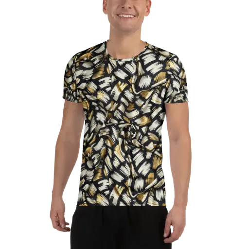 Gilded Gesture on a Men's Athletic T-Shirt