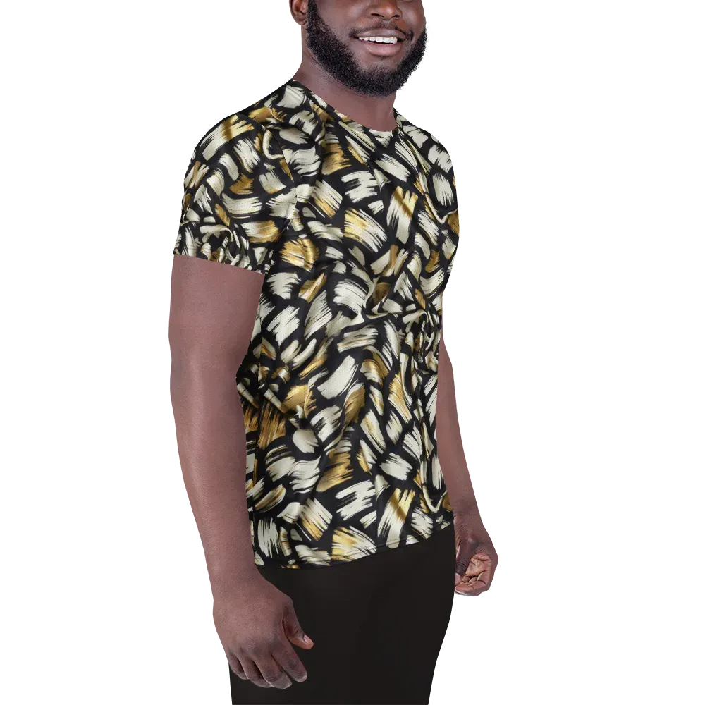 Gilded Gesture on Men's Athletic T-Shirt — Right