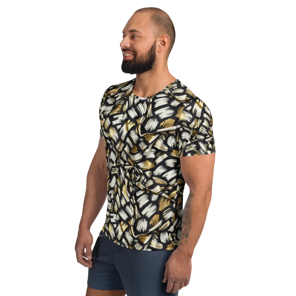 Gilded Gesture on Men's Athletic T-Shirt — Left
