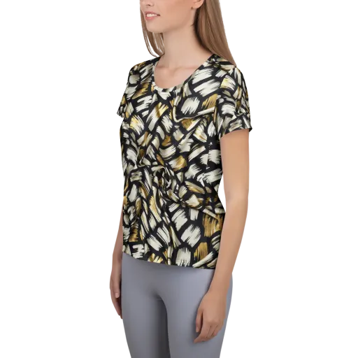 Gilded Gesture on a Women's Athletic T-Shirt