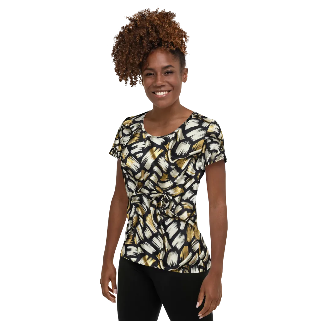 Gilded Gesture on Women's Athletic T-Shirt — Left