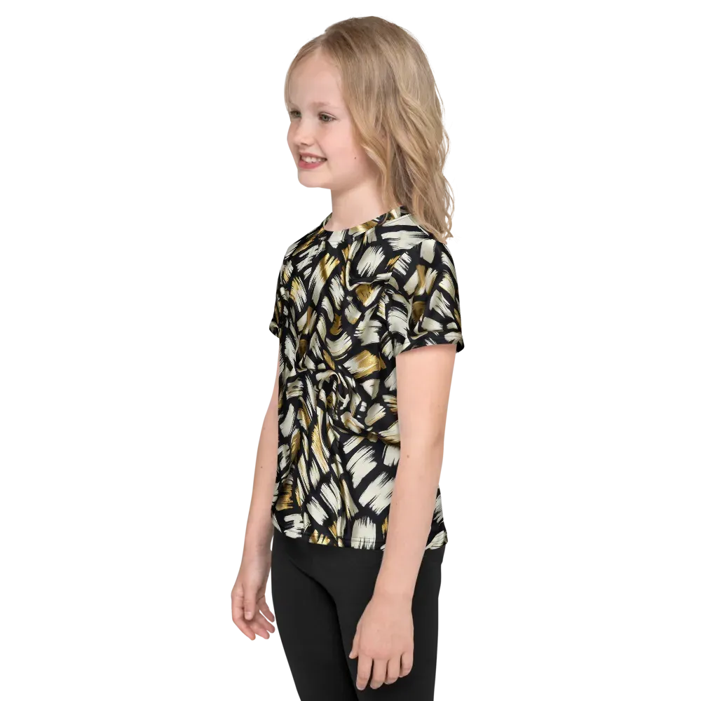 Gilded Gesture on Kids Crew Neck T-Shirt — Left