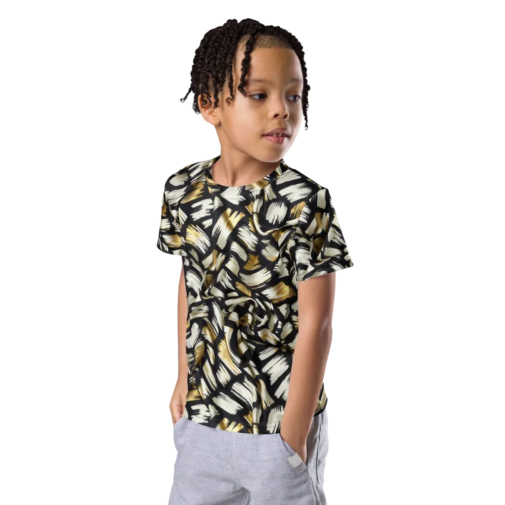 Gilded Gesture on Kids Crew Neck T-Shirt — Left Front