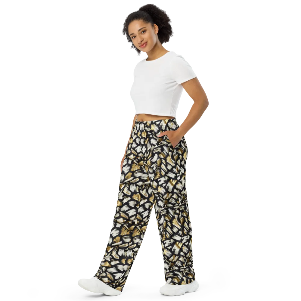 Gilded Gesture on Wide-Leg Pants — Left Front