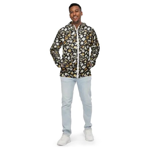 Gilded Gesture on a Men's Windbreaker