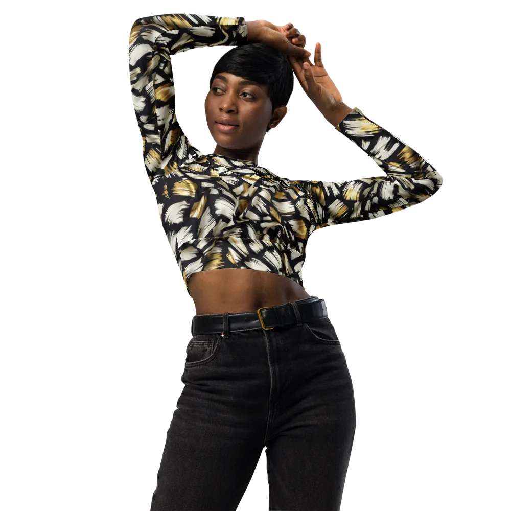 Gilded Gesture on Long Sleeve Crop Top — Front