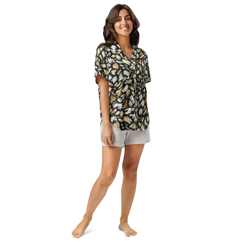 Gilded Gesture on Women's Short Sleeve Pajama Top — Front