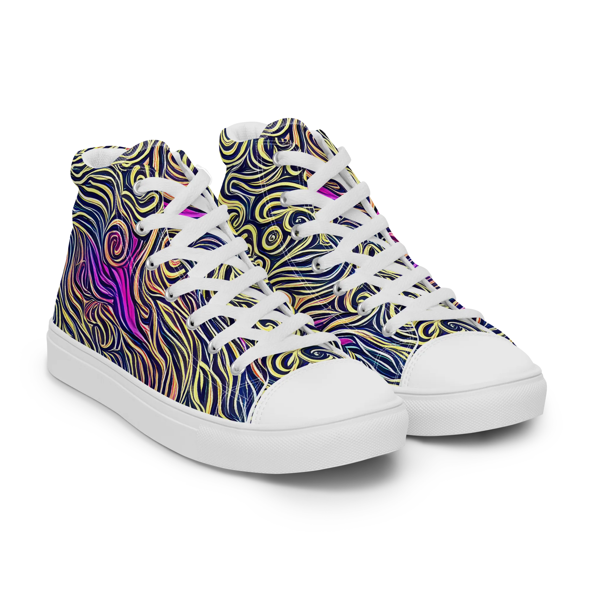 Velvet Whirlpool on Men's High Top Canvas Shoes — Right Front
