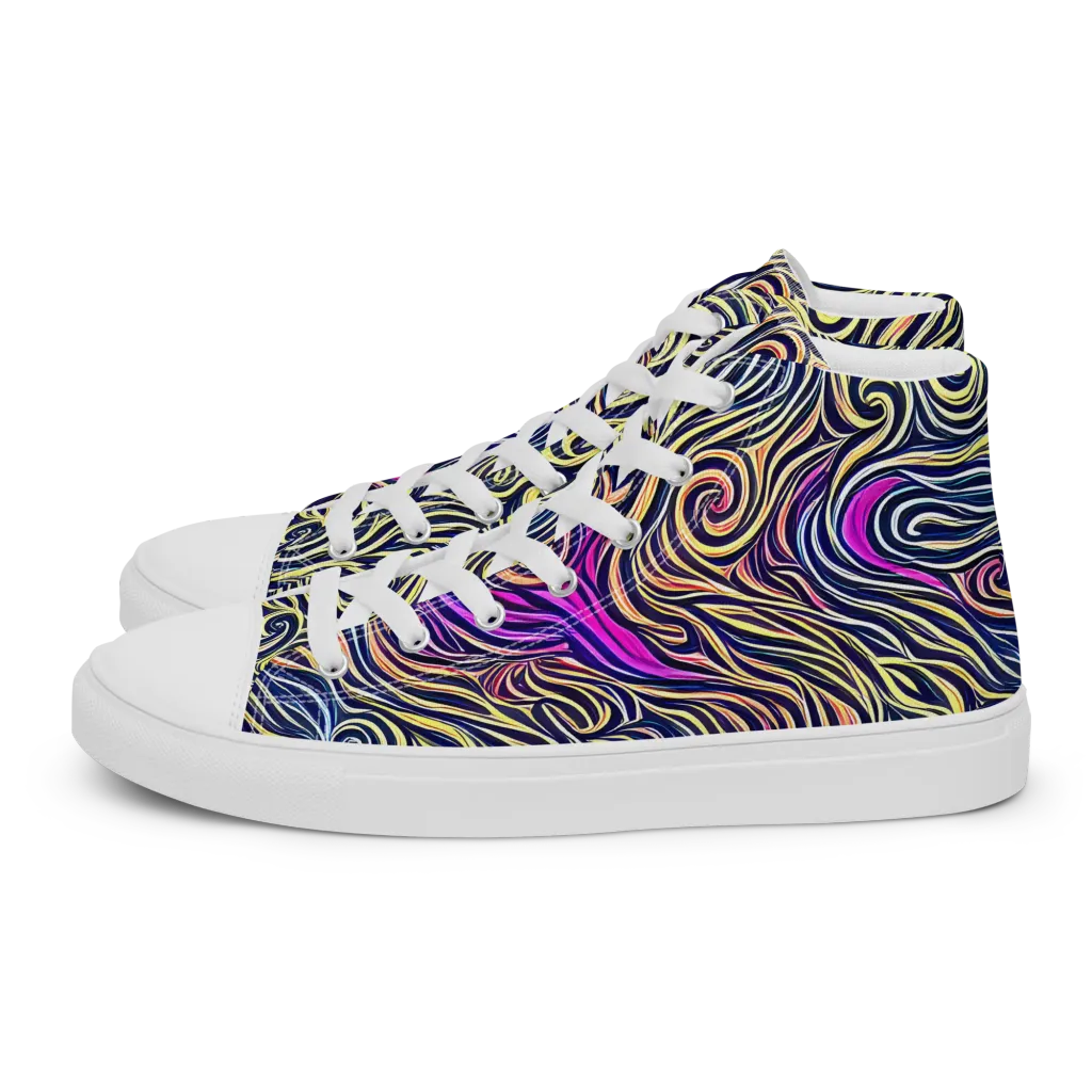 Velvet Whirlpool on Men's High Top Canvas Shoes — Left