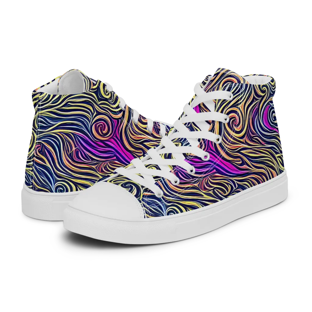 Velvet Whirlpool on Men's High Top Canvas Shoes — Left
