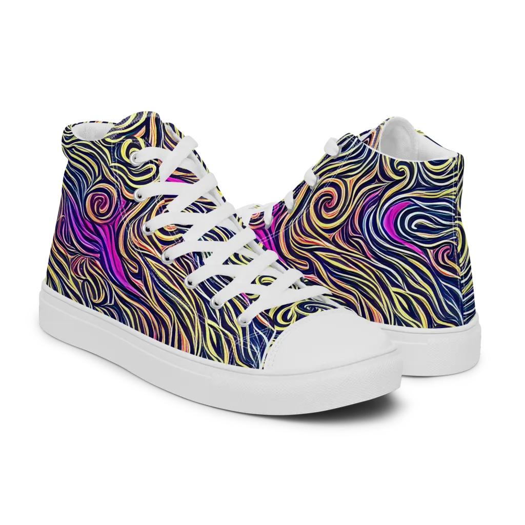 Velvet Whirlpool on Men's High Top Canvas Shoes — Right