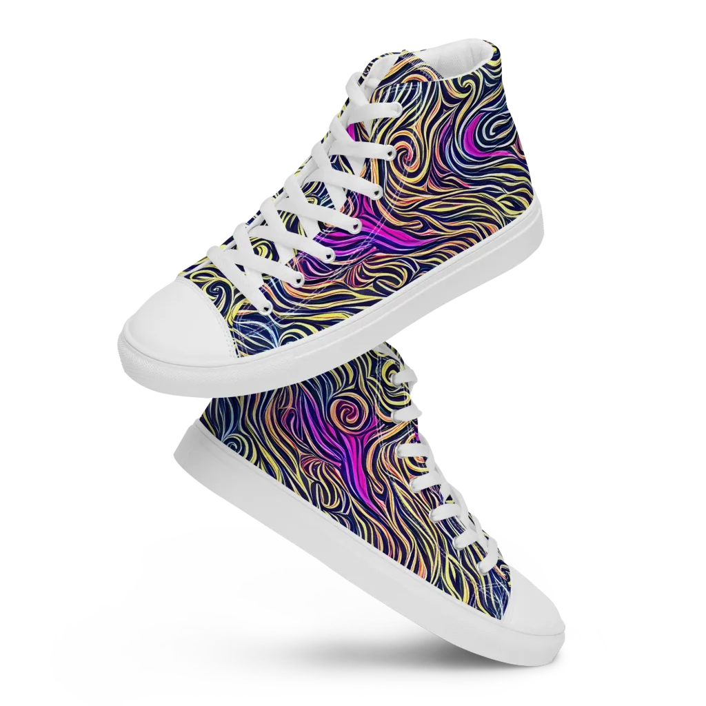 Velvet Whirlpool on Men's High Top Canvas Shoes — Front