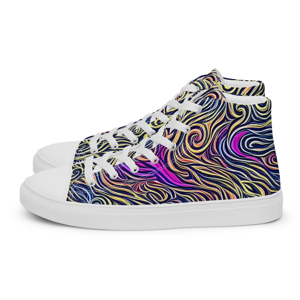 Velvet Whirlpool on Women's High Top Canvas Shoes — Left