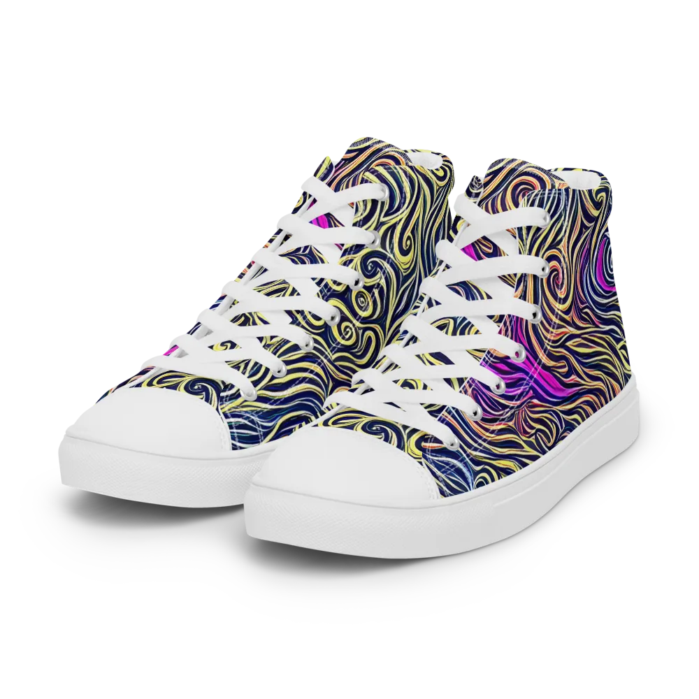 Velvet Whirlpool on Women's High Top Canvas Shoes — Left Front