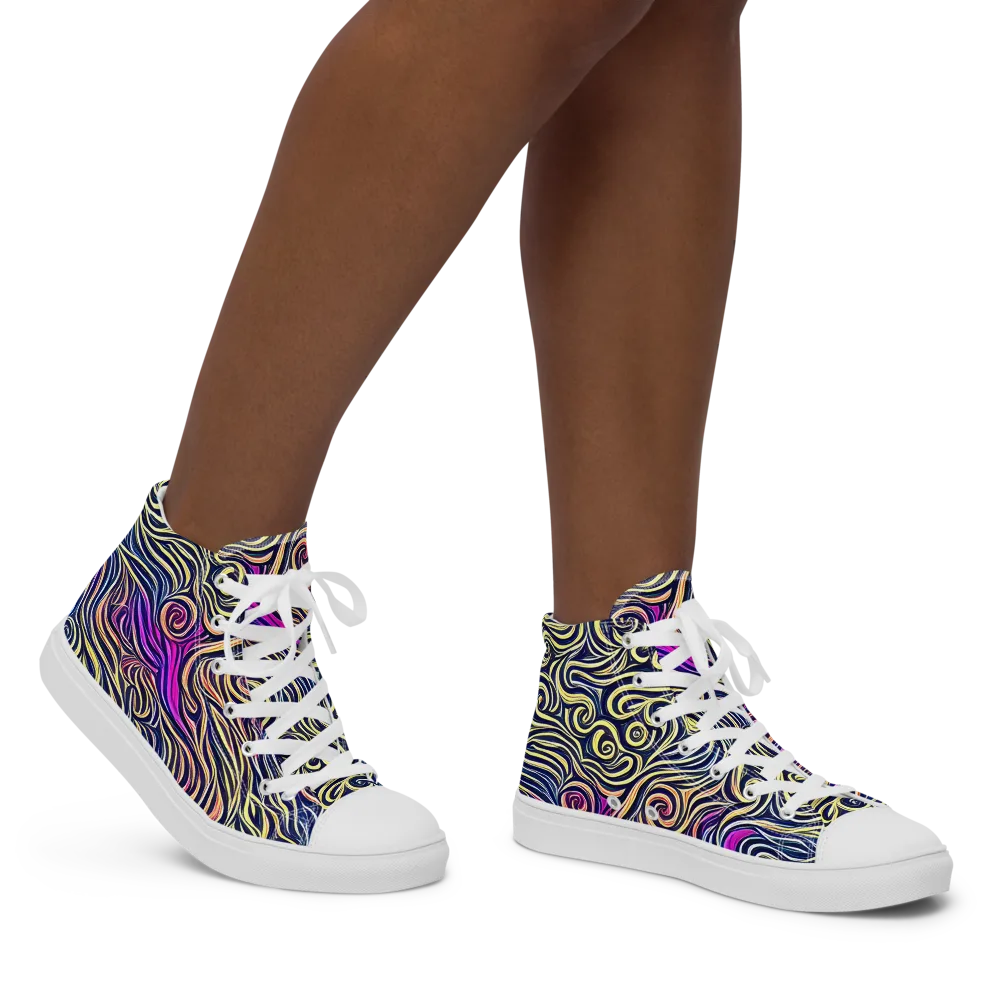 Velvet Whirlpool on Women's High Top Canvas Shoes — Right