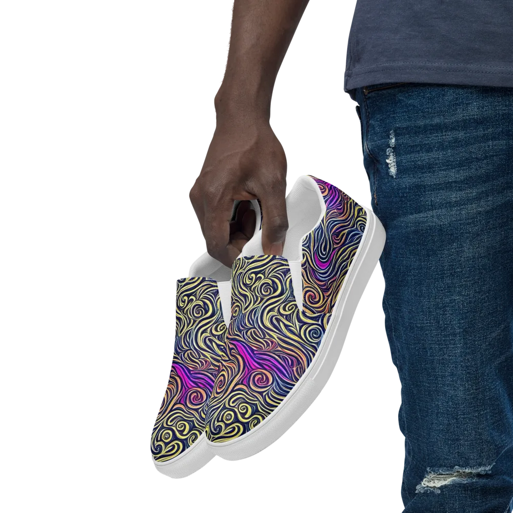 Velvet Whirlpool on Men's Slip-On Canvas Shoes — Left Front