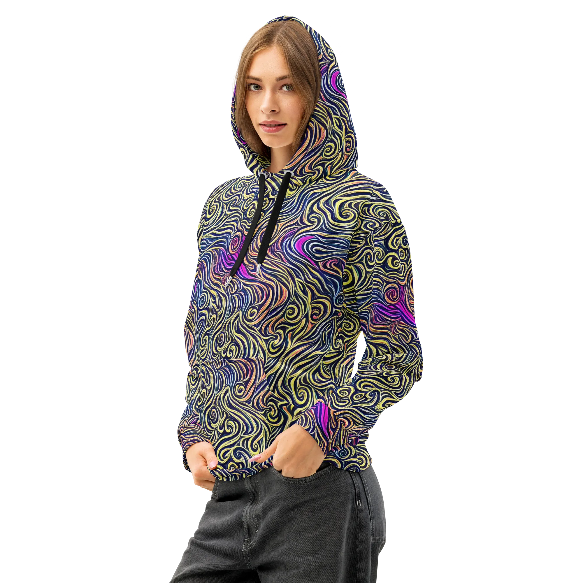 Velvet Whirlpool on Cotton Hoodie — Left Front