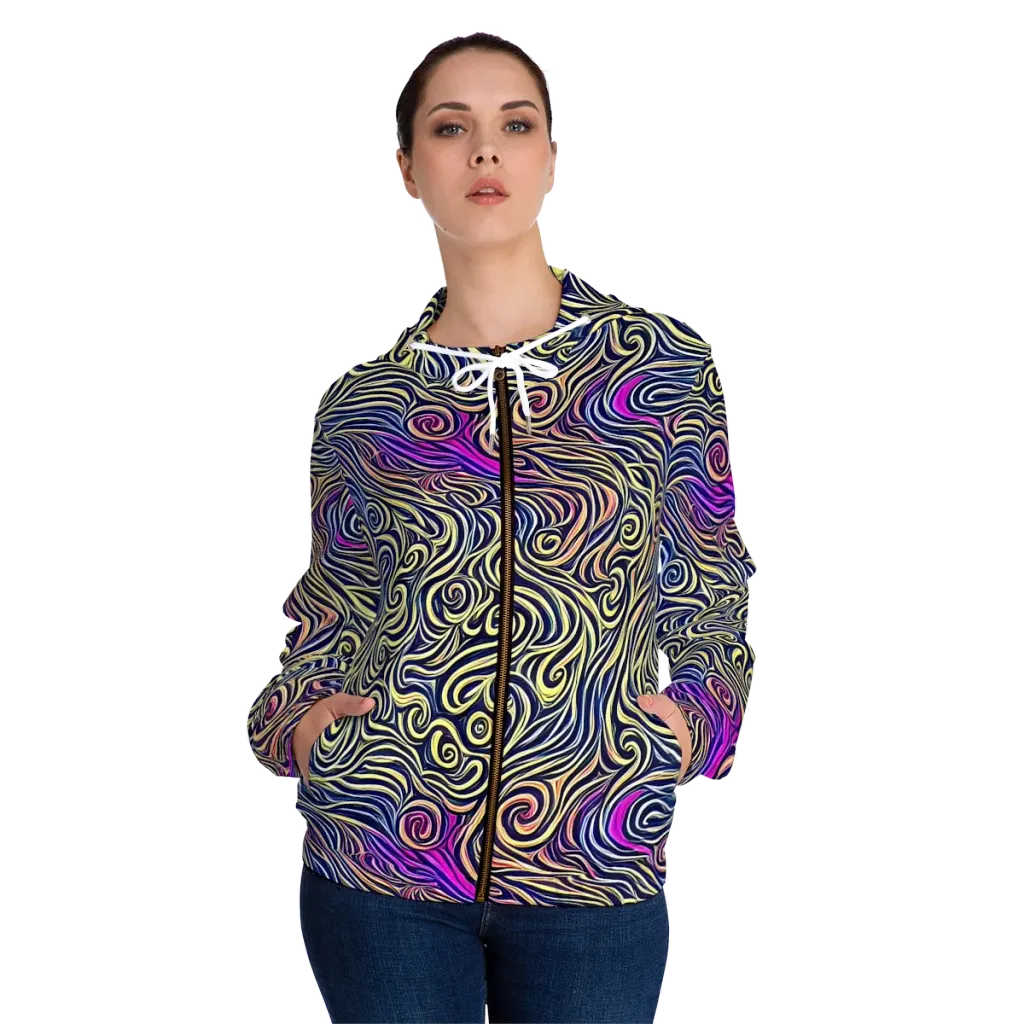 Velvet Whirlpool on Women's Full-Zip Hoodie — Front On Person