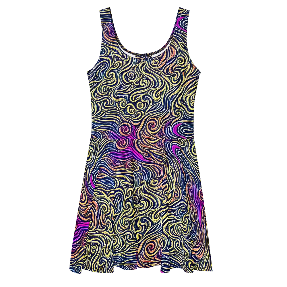 Velvet Whirlpool on Skater Dress — Front