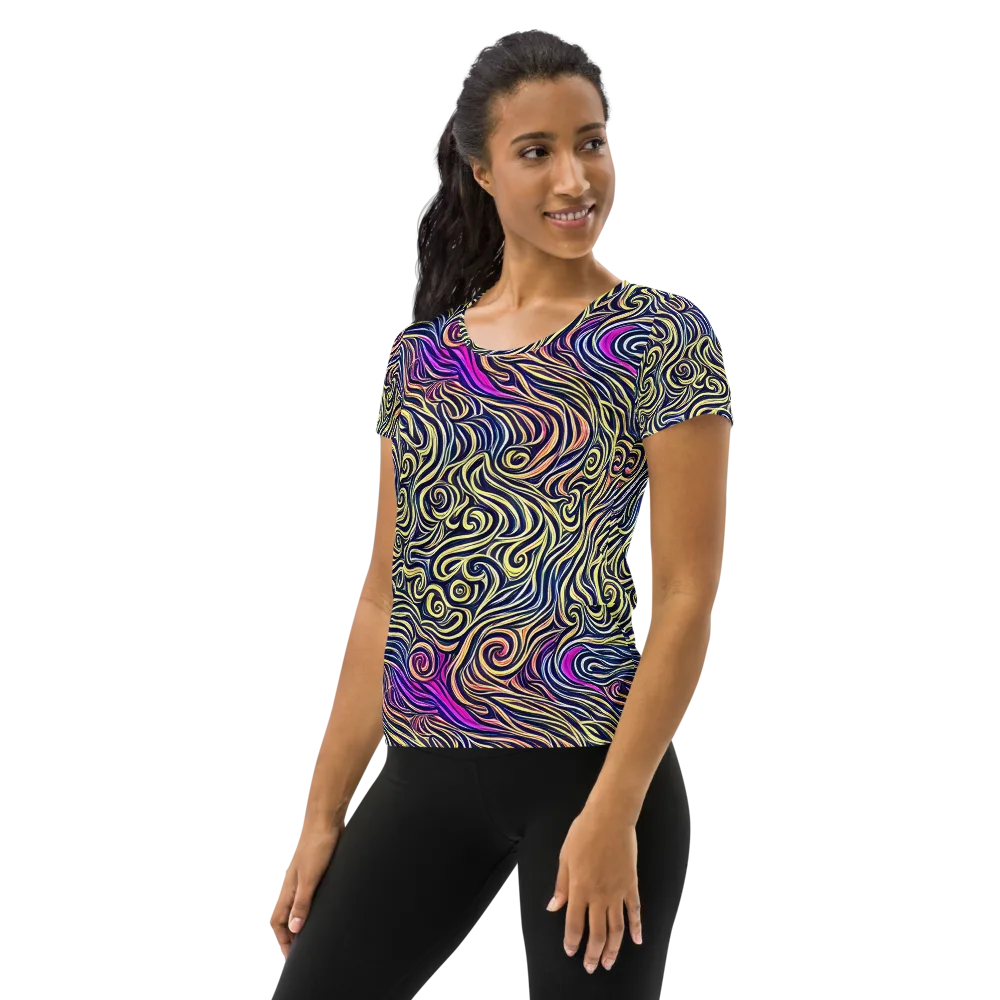 Velvet Whirlpool on Women's Athletic T-Shirt — Left
