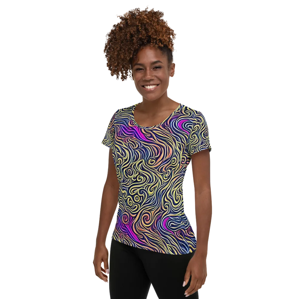 Velvet Whirlpool on Women's Athletic T-Shirt — Left
