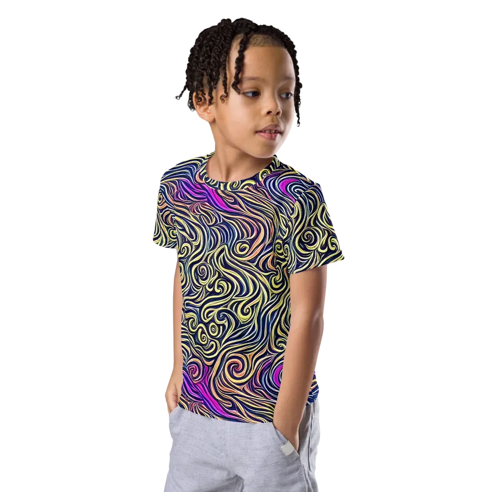 Velvet Whirlpool on Kids Crew Neck T-Shirt — Left Front