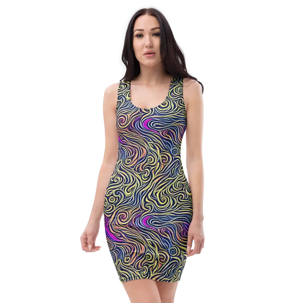 Velvet Whirlpool on Bodycon Dress — Front