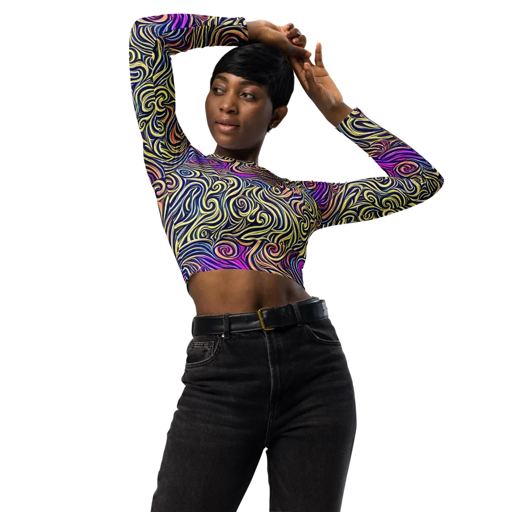 Velvet Whirlpool on Long Sleeve Crop Top — Front