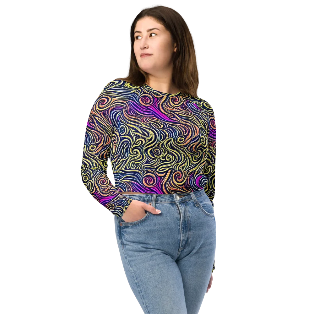 Velvet Whirlpool on Long Sleeve Crop Top — Front