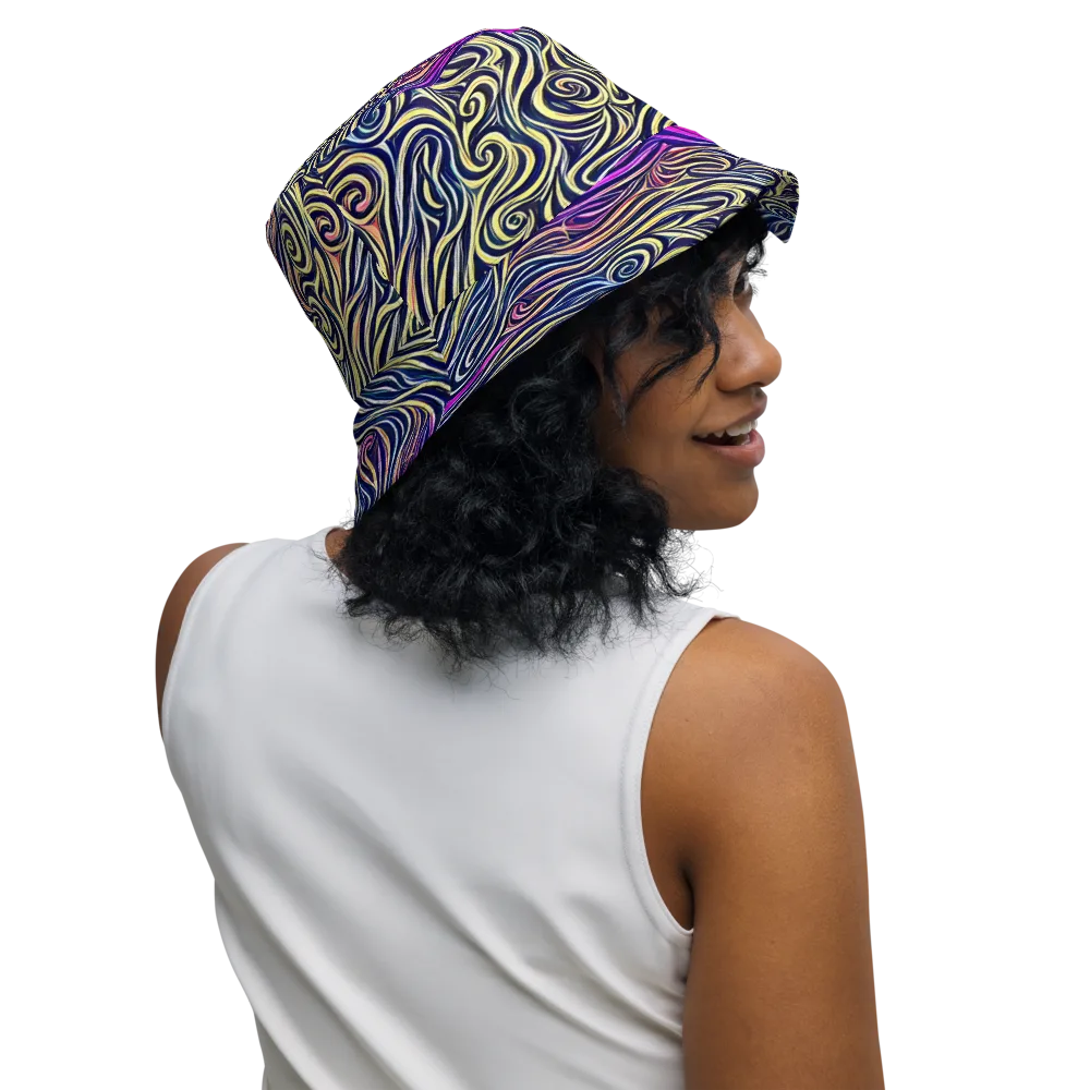 Velvet Whirlpool on Reversible Bucket Hat — Right Outside