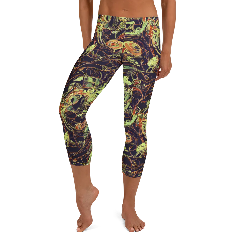 Molten Labyrinth on Capri Leggings — Front