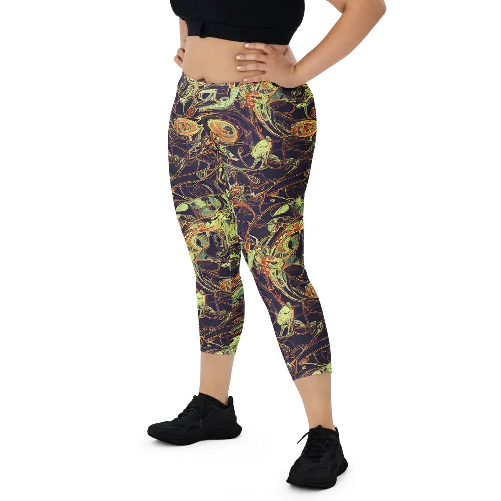 Molten Labyrinth on Capri Leggings — Front
