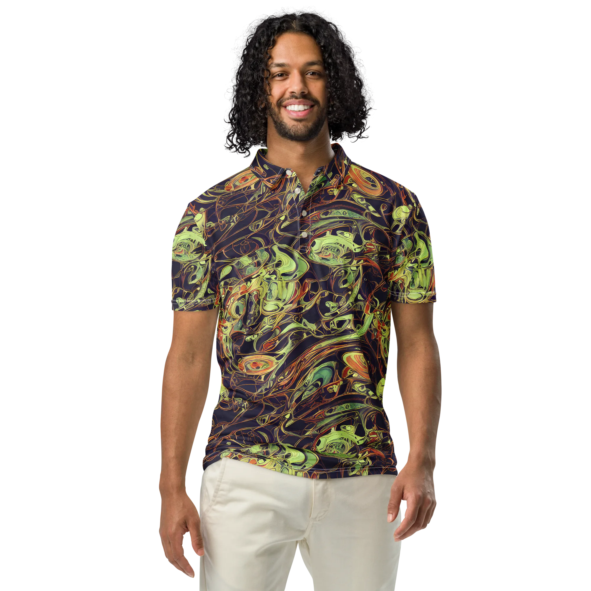 Molten Labyrinth on Men's Slim Fit Polo Shirt — Front