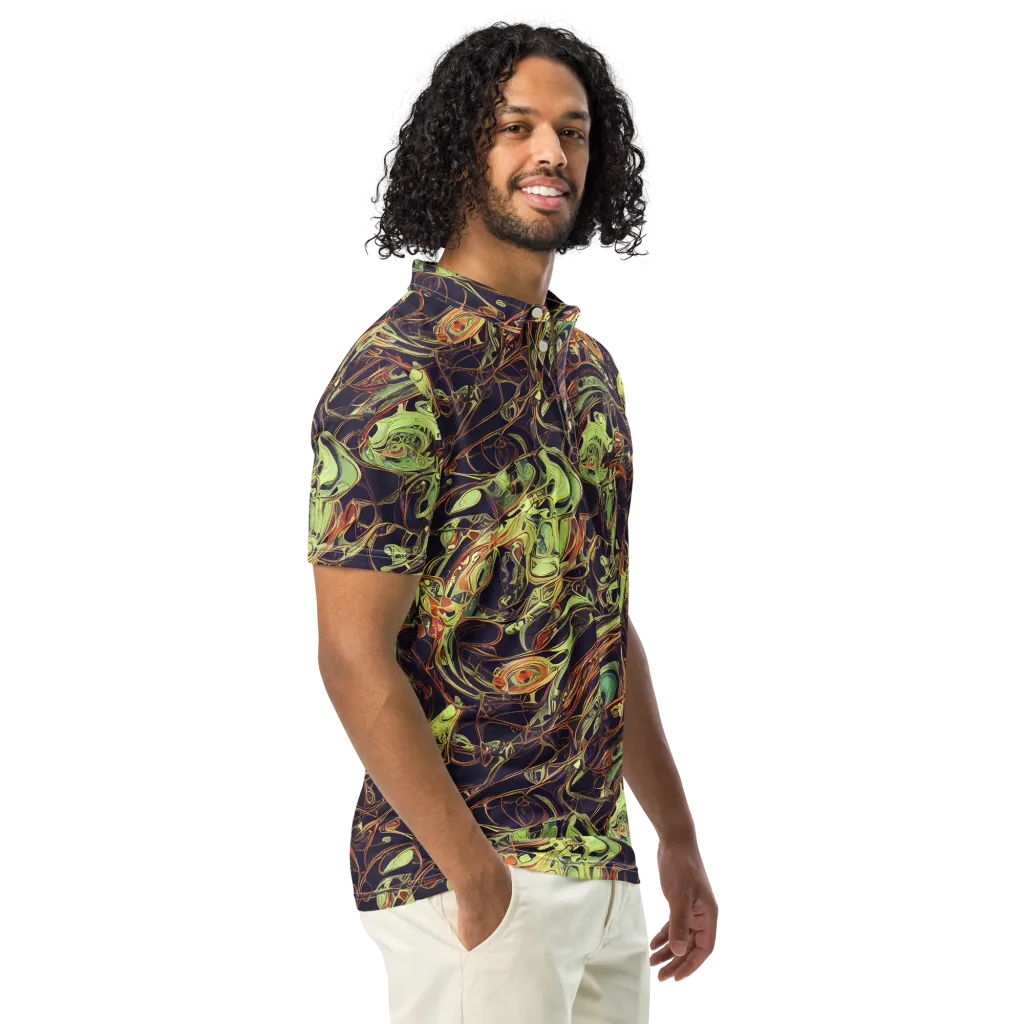 Molten Labyrinth on Men's Slim Fit Polo Shirt — Right Front