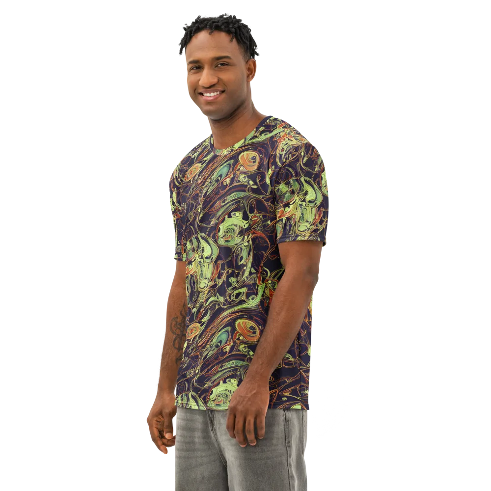 Molten Labyrinth on Men's Cotton Crew Neck T-Shirt — Left Front
