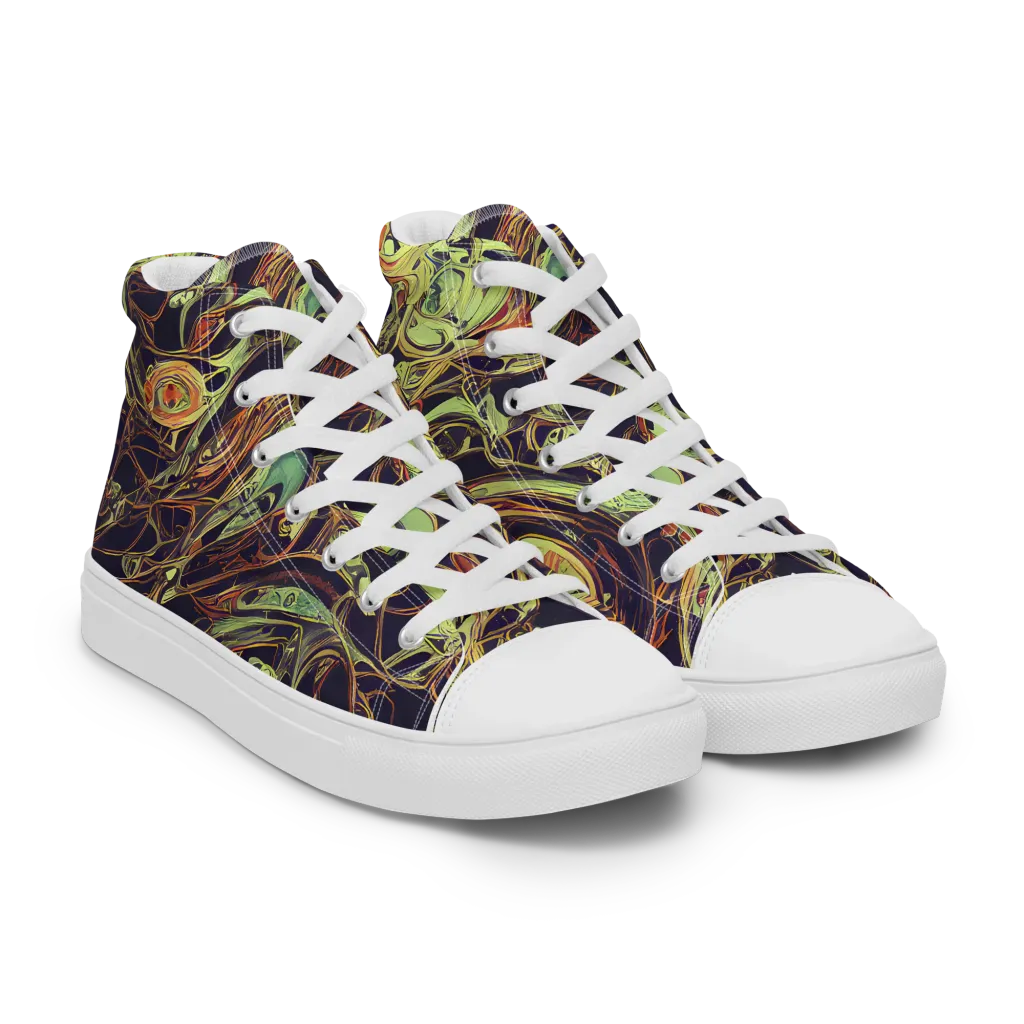 Molten Labyrinth on Men's High Top Canvas Shoes — Right Front