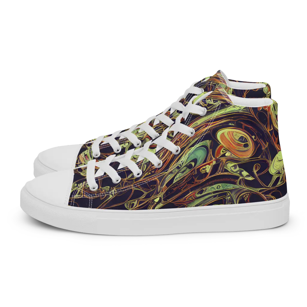 Molten Labyrinth on Men's High Top Canvas Shoes — Left
