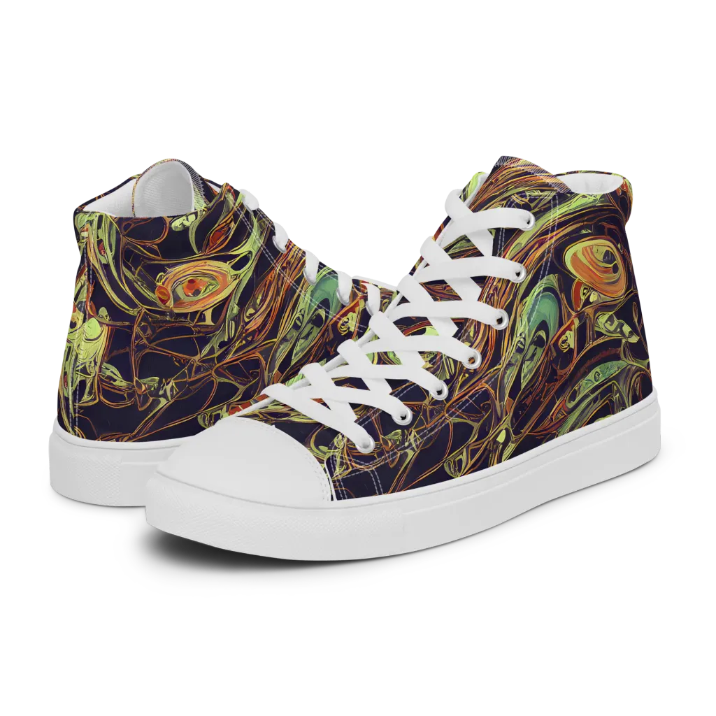 Molten Labyrinth on Men's High Top Canvas Shoes — Left