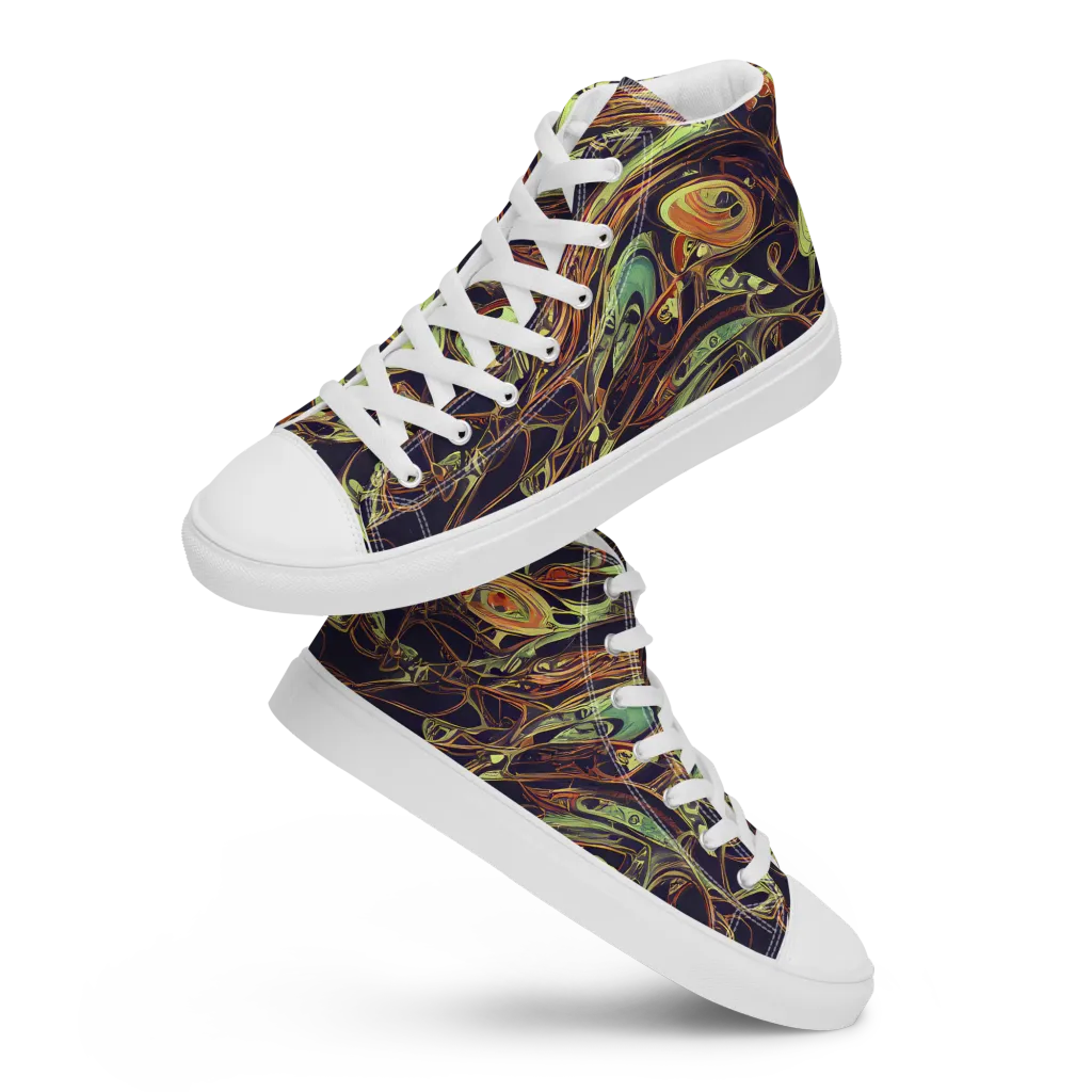 Molten Labyrinth on Men's High Top Canvas Shoes — Front