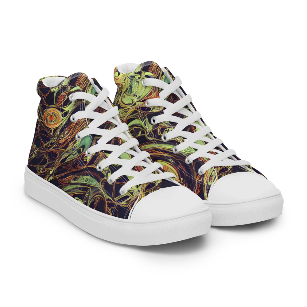 Molten Labyrinth on Women's High Top Canvas Shoes — Right Front