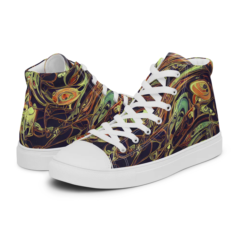 Molten Labyrinth on Women's High Top Canvas Shoes — Left