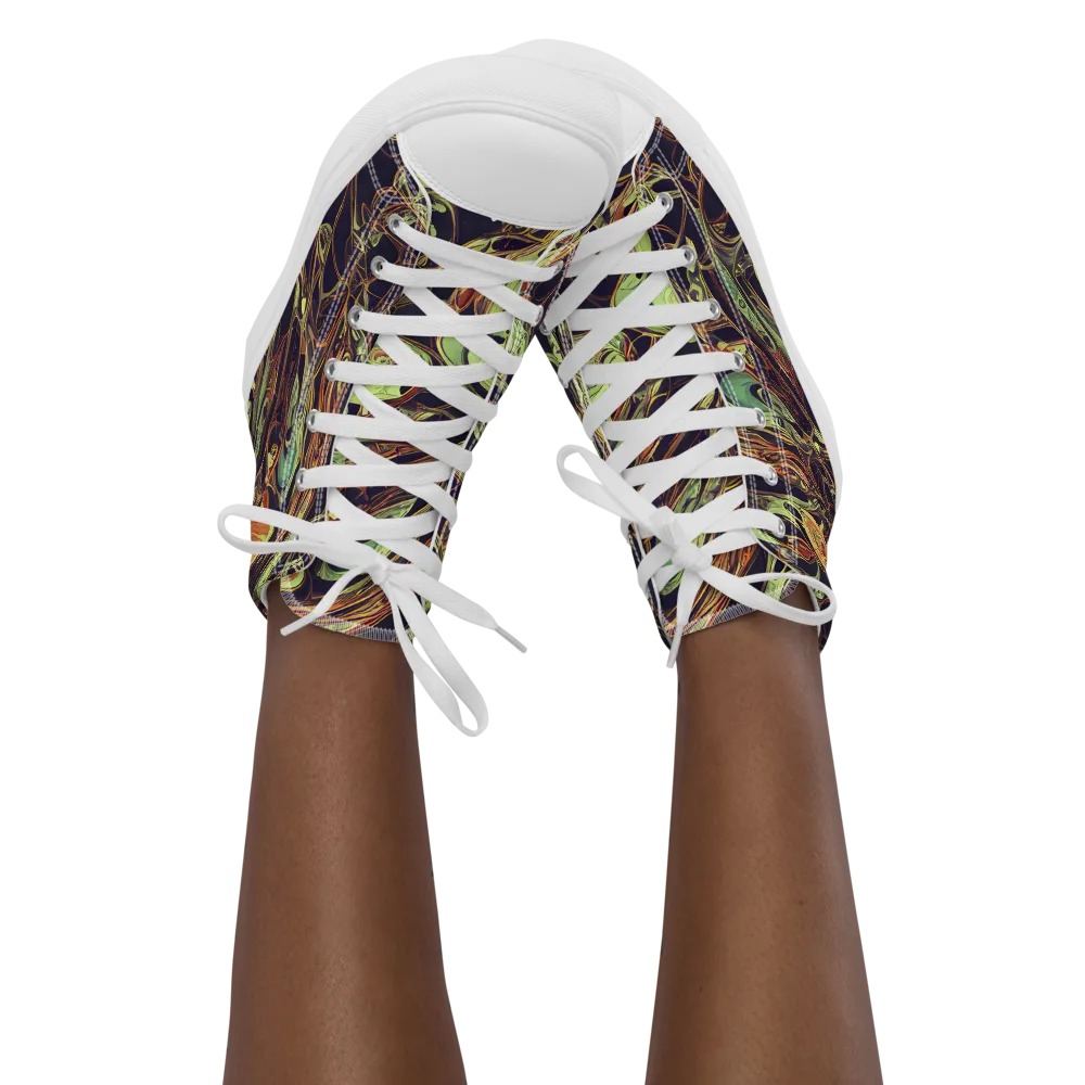 Molten Labyrinth on Women's High Top Canvas Shoes — Front