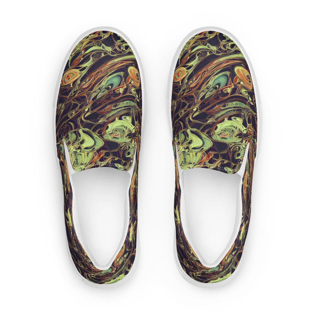 Molten Labyrinth on Men's Slip-On Canvas Shoes — Front