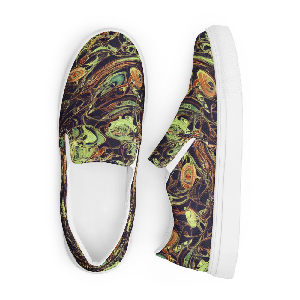 Molten Labyrinth on Men's Slip-On Canvas Shoes — Front