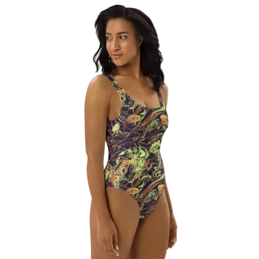 Molten Labyrinth on a One-Piece Swimsuit