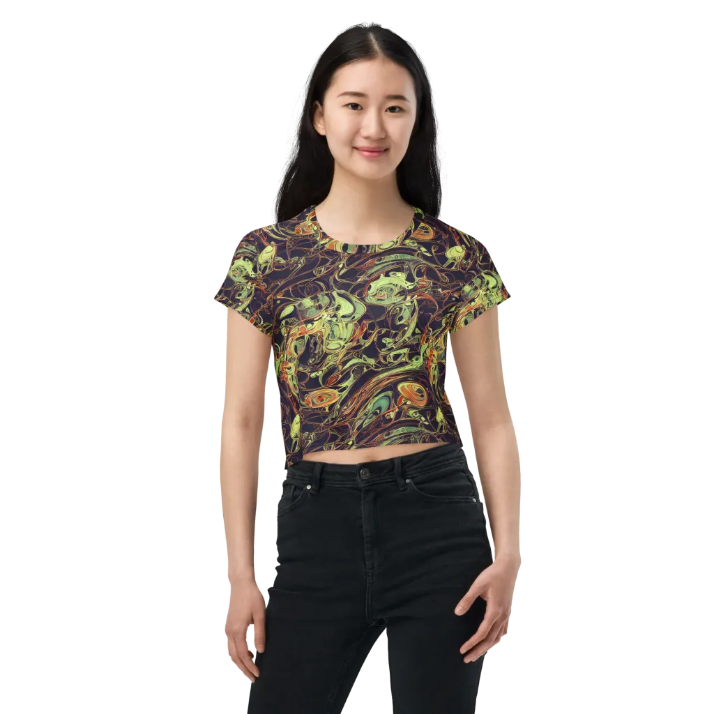 Molten Labyrinth on Crop Tee — Front